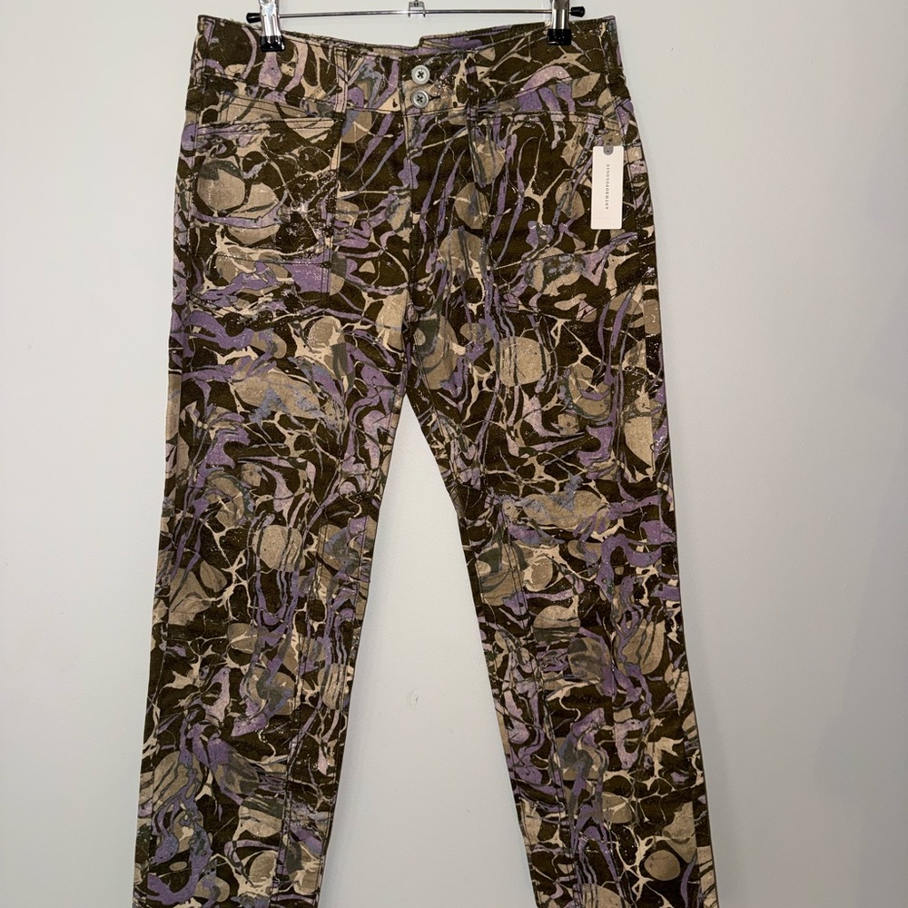 Anthropologie Purple and Brown Patterned Chinos